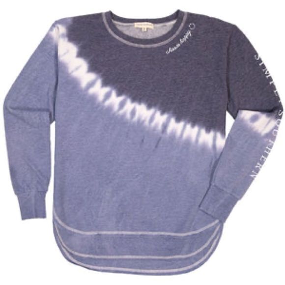 NWT Simply Southern “Choose Happy” Long Sleeve Crewneck Sweatshirt Blue Small‎ - Picture 1 of 8